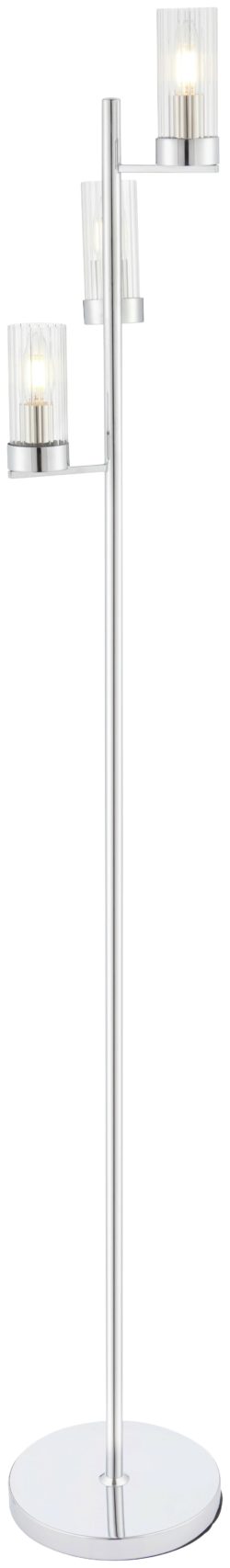 Heart of House Wallis 3 Light Glass & Chrome Floor Lamp